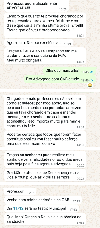 Mensagem de acompanhamento de aluno